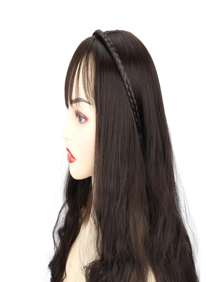 DIGUAN Narrow Braids Width 0.4 inches Slender Braided Headband with Teeth Synthetic Hair Plaited head bands Hairpiece for Girls Women (Copper Brown, Thin) - Image 4